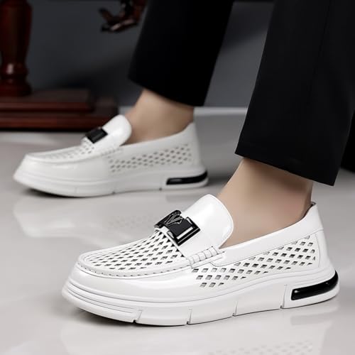 Men's Perforated Patent Leather Loafers, Stylish Casual Dress Shoes - Ideal for Business Casual, Daily Commute & Leisure Outings4