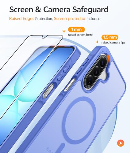Image of FNTCASE for Galaxy A17 /A16 5G Phone Case, Fit for Magsafe, Screen Protector | Translucent Matte, 14FT Military Grade Drop Protection, Slim Shockproof Protective, for Samsung A 17 A 16 Cover, Ultramarine
