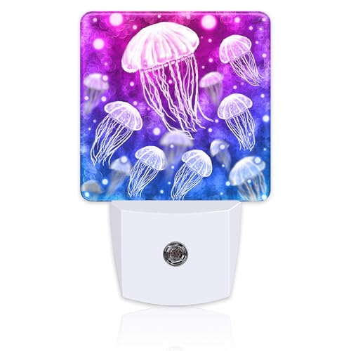 Image of Magic Fantasy Jellyfish Night Light, Glow Jellyfish Marine Life Dusk to Dawn Night Light Plug in, 0.5W Energy Saving Sleep Friendly NightLight for Kids Boys Girls Home Decor