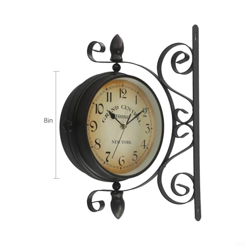 Horloge murale double face lisible des deux côtés cadre fer robuste - 8