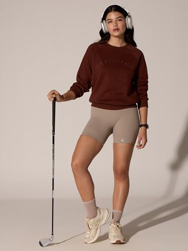 Image of CAVA Essential Sweatshirt for Women | Brushed Fleece, Round Neck, Full Sleeves, Ribbed Cuffs, Embroidery Detail | Cozy Loungewear & Travelwear
