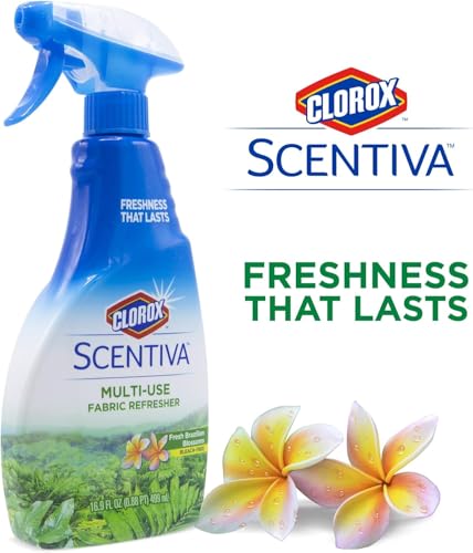 Image of Clorox Scentiva Refresher Spray, Fresh Brazilian Blossoms Scent - Multi-Use Fabric & Linen Freshener Spray - Odor Eliminator for Home, Upholstery, Bedding, Curtains, Room, 16.9 Fl Oz - 2 Pack