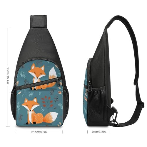 Bolso bandolera deportivo con patrón de zorro caricatura miniatura 2
