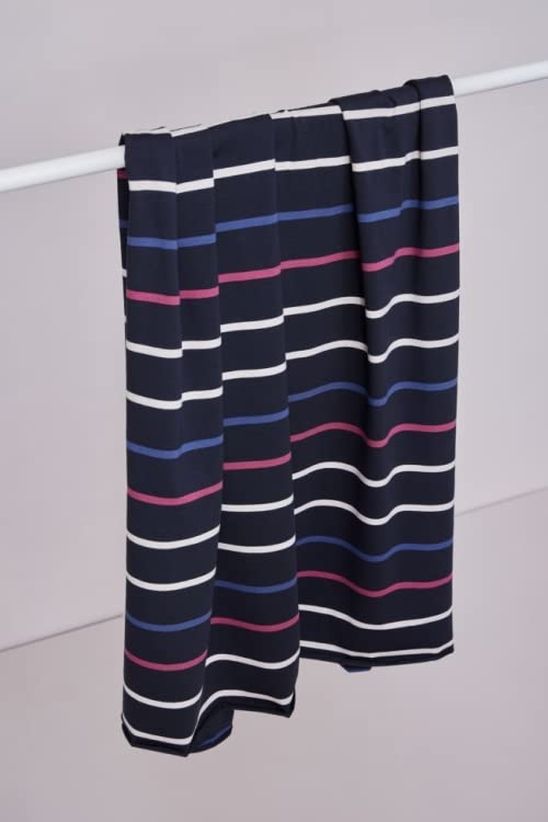 Meet Milk Nova Stripe - Tejido elástico de punto azul marino oscuro, por metro