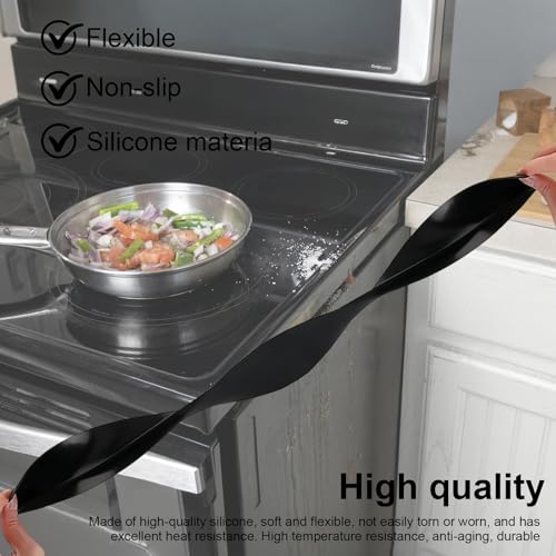 DIYCUT 2 Stück Küchenherd Thekenlückenabdeckung Schwarz, Fugenleiste Arbeitsplatte(53,5 cm), Hitzebeständig Arbeitsplatten Verbindungsschiene, Leicht Zu Reinigen, für Herd, Schreibtisch und Spüle