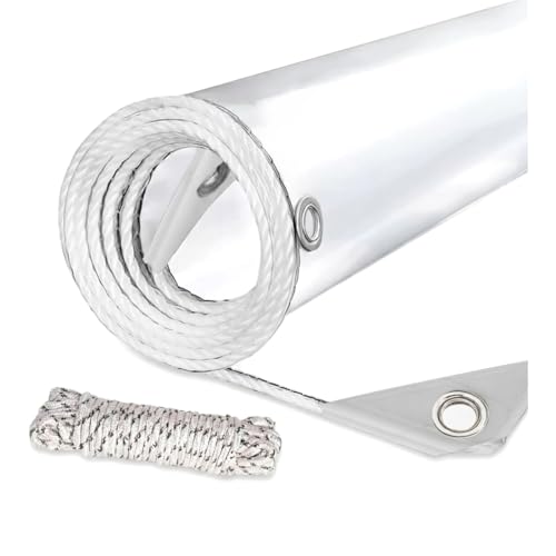 Clear Tarp Heavy Duty Waterproof 14 Mil Thick PVC Vinyl Tarp with Grommets Transparent Tarpaulin for Patio Greenhouse Porch Enclosure and Outdoor Cover(3 x 5)