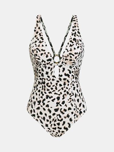 Image of CUPSHE Women's One Piece Swimsuit Deep V Neck Keyhole Cutout O Ring Textured Bathing Suit