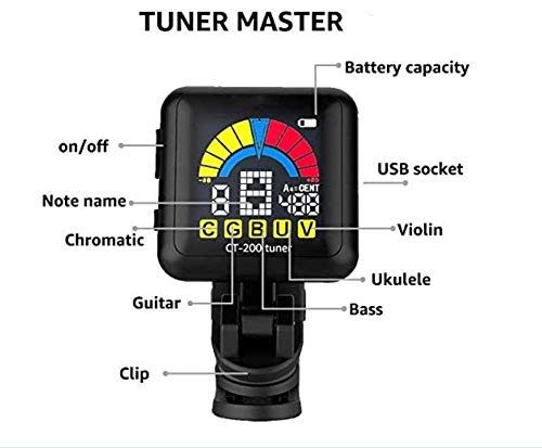 Accordeur de guitare basse pour violon ukulélé, rechargeable, avec support de serrage pivotant à 360 ° et câble USB, de… - Les Beatles, Paul McCartney, John Lennon, RIngo Starr, George Harrison Accordeur de guitare basse pour violon ukulélé, rechargeable, avec support de serrage pivotant à 360 ° et câble USB, de… – Image 3