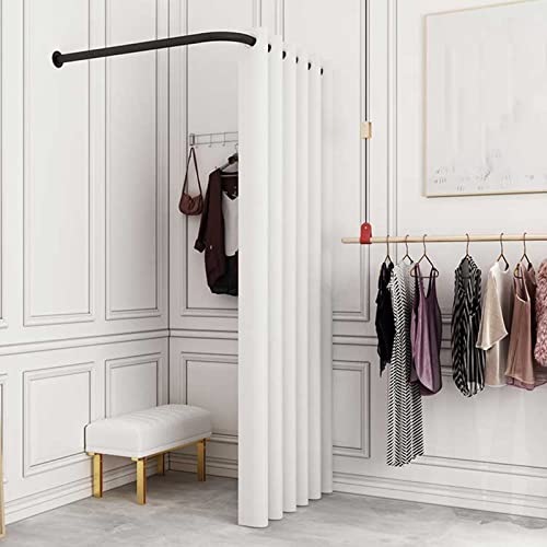 QQXY Fitting Room,L Shaped Changing Room,High Shading Rate Curtain Kit Privacy Protection Area,L-Shaped Metal Track Locker Room,For Clothing Stores And Shopping Malls (Color : White, Size : 120cm)