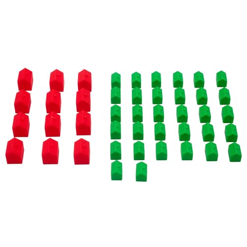 32 Casas y 12 Hoteles para Juegos de Mesa Compatibles con Monopoly | Accesorios de Repuesto y Expansión | Fabricado en España | PLA Biodegradable | Juego Familiar Clásico