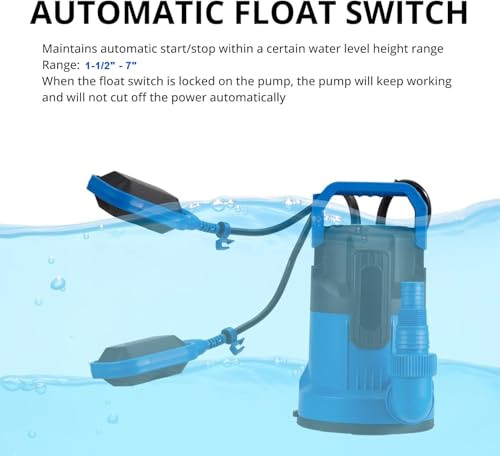 Image of FOTING 1 /2HP Sump Pump, 4900GPH High Flow Clean&Dirty Submersible Water Pump with Float Switch, Thermoplastic Electric Portable Utility Pump for Pool Draining Hot Tub Garden Basement
