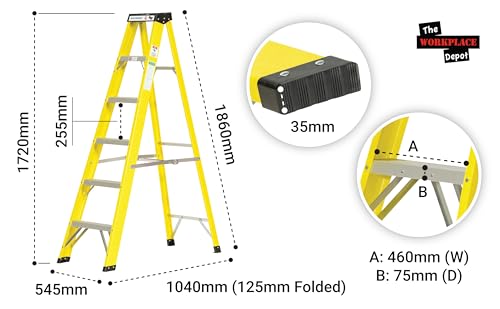 The Workplace Depot 6 Tread Fibreglass Step Ladder – Lightweight, Stable & EN-131 Certified – Professional-Grade Ladder for Electrical & Industrial Use 8 The Workplace Depot 6 Tread Fibreglass Step Ladder – Lightweight, Stable & EN-131 Certified – Professional-Grade Ladder for Electrical & Industrial Use - Image 8
