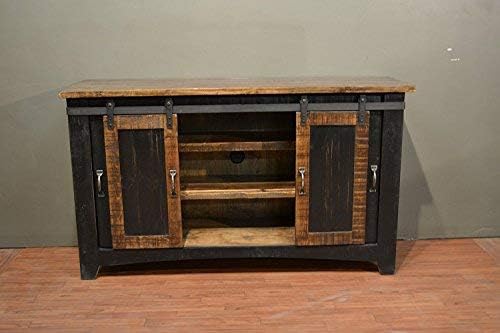 Crafters and Weavers Greenview Black 70" TV Stand/Sideboard/Console Table with Sliding Doors