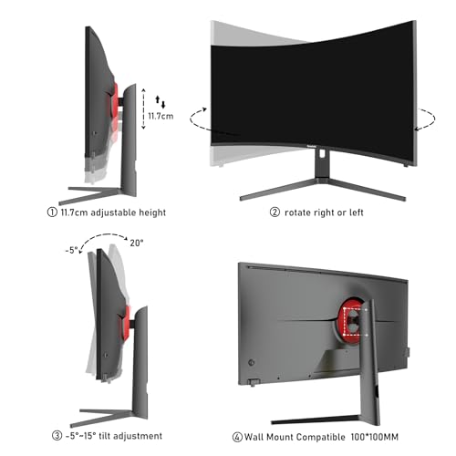 Image of Gawfolk 40-inch IPS WUHD 5K (5120x2160) Ultrawide Curved 120Hz Gaming Computer Monitor, 2500R PC Screen, 21:9, 120% sRGB, Adaptive sync,with Speaker,Supports Lifting Rotating,DisplayPort, HDMI, Black