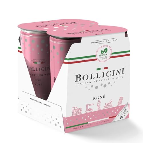 Bollicini Sparkling Rose, Sparkling wine, 250 mL Cans, 4 Pack