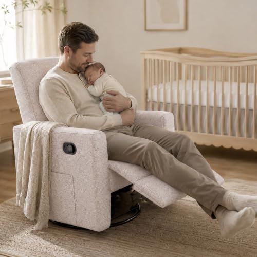 Image of Evolur Raleigh Plus Nursery Glider Recliner, GREENGUARD Gold, Ballet Pink