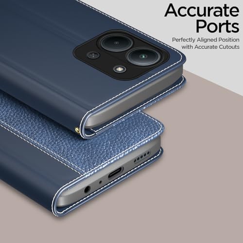 Image of Pikkme Flip Cover for Redmi 15C 5G | Leather Finish | Wallet Stand and Shock Proof | Complete Protection Flip Case (Blue)