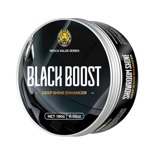 WEICA Black Car Wax Paste with Carnauba - Cera para Autos, Swirl Mark Minimizer & Gloss Enhancer for Dark Vehicles, Safe on Clear Coat, 180g Kit w/Applicator Sponge & Microfiber Towel