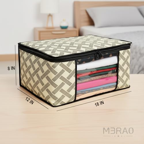 Image of Non-Woven Wardrobe Organizer Bags (Set of 3, Multicolor) | Heavy-Duty Strong Zipper Clothes Storage Covers | Foldable Dust-Proof Closet & Bedroom Organizer for Sarees, Blankets & Seasonal Garments