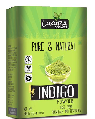 Luxura SciencesOrganic Indigo Powder For Hair Black 200 Grams,Natural Hair and Beard Dye.