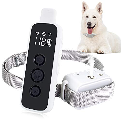 ULTPEAK Collar Antiladridos, Collar Adiestramiento Perros Remoto y Automático 3 en 1, Aspray Recargable para Perros y Collares con Sonido
