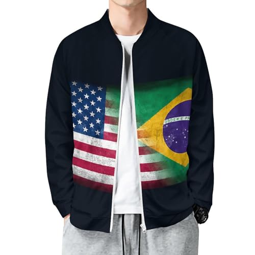 Zakqeik Switzerland Flag Men's Crewneck Jacket Simple Windbreaker Spring Fall Casual Zipper Shirt