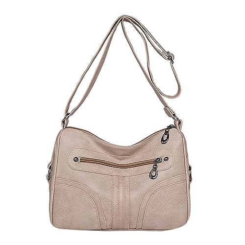 Sac à bandoulière vintage en cuir souple pour femme léger et polyvalent