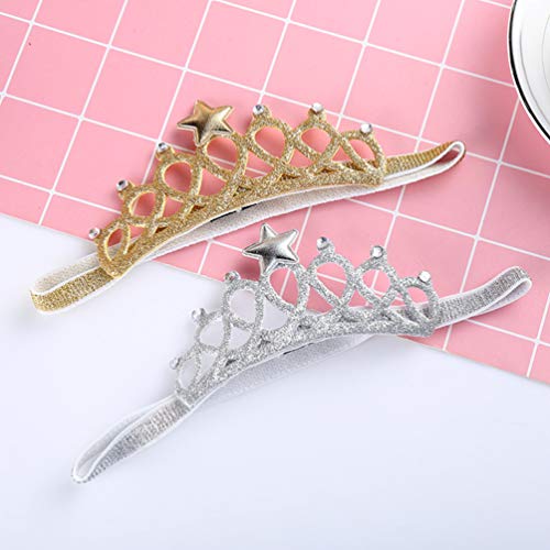 Baby Girl Crown Tiara Headband Head Wrap Hair Band Headwear Birthday Gift Princess Tiara Crown Headband (Silver) #TOP3