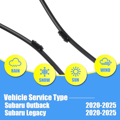 Image of Gavimnal Silicone Wiper Blades Replacement For Subaru Outback 2020-2025 | Fits Legacy 2008-2018; 26 inch+18 inch Front & 16 inch Rear, All-Weather, Streak-Free, OE-fit, Quiet, Easy One-Click Install