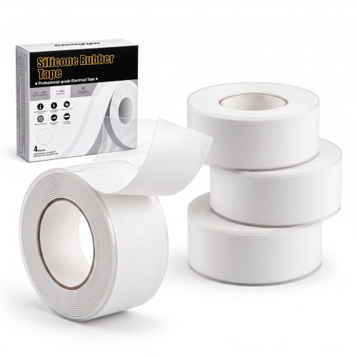 White Self Fusing Silicone Tape 4 Rolls Plumbers Tape 1 in x 10 Ft