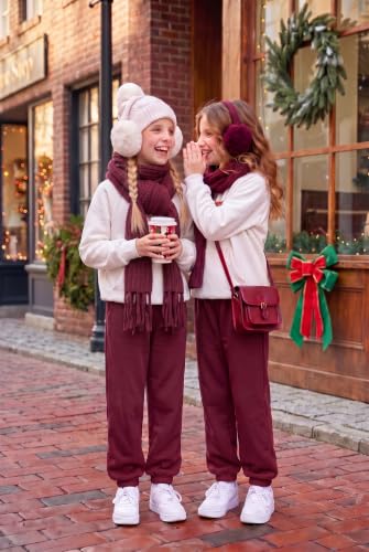 Image of Arshiner Girls 2 Piece Outfits Sweatsuit Half Zip Sweatshirt and Sweatpants