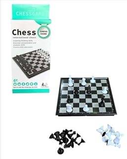 لعبة الشطرنج ماجنتك المحمولة، مقاس 25×25 سم، مجموعة قطع بيضاء وسوداء، لوح قابل للطي