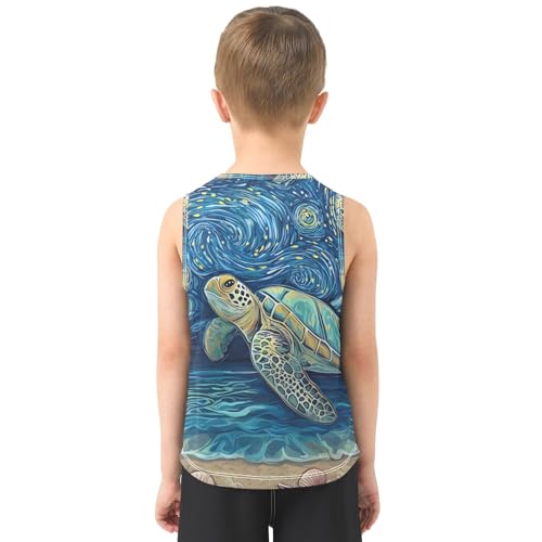 Boys' Tank Top Shirt Sea Turtle Seashells Moon Sleeveless T-Shirts3