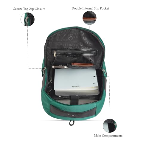 Image of Caprese Jupiter 20L Laptop Backpack Large | Stylish Color Block Business Bag | 3 Compartments with Padded Laptop Sleeve | Front & Side Pockets | Spacious & Durable Travel Backpack for Women