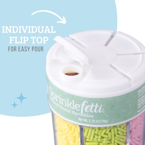 Image of Sweets Indeed Sprinkles 6 Cell Edible Sprinkle Mix Jimmies Perfect for Cake Decorations Baking Ice Cream Cookies Cupcake Topper (Pastel Jimmies)