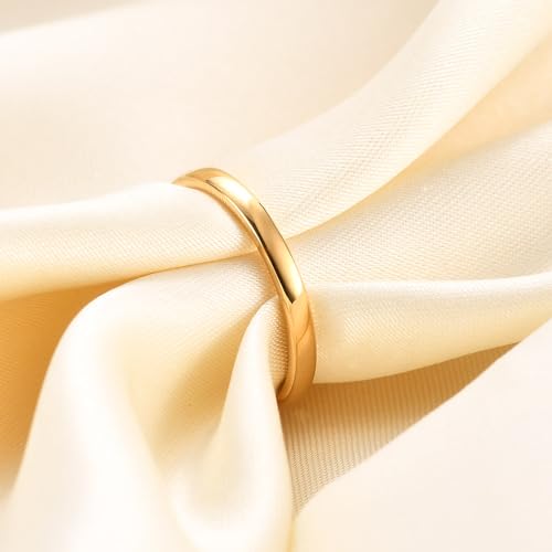 Gold 2mm Tungsten Carbide Wedding Cigar Domed Band Ring Men Women Size 6.5 by VQYSKO - Used condition - Image 6