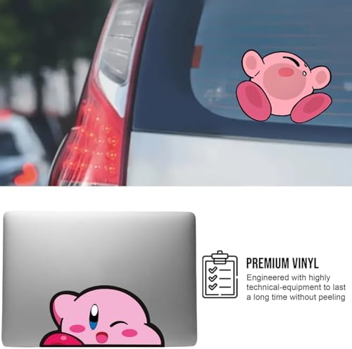 Car Stickers - 4 Pcs Cute Kirby Vinyl Sticker, Peeking car Decals, Funny Stickers - Anime Stickers - Waterproof Bumper Stickers for Cars, Truck, Motorcycle, Wall, Window and Laptop. image 5