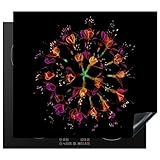 KitchenYeah© Cubre Vitrocerámica - Protector Vitroceramica Induccion 59x52 cm - Tapa Vitroceramica - Protector de Vitroceramica Flores - Naranja - Rosa - Negro