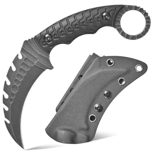 Gtkii Gtk110 Fixed Blade Knife,D2 Steel Blade +G10 Handle Scales Outdoor Camping Knives,EDC Tool Knifes with Kydex Sheath(Black)