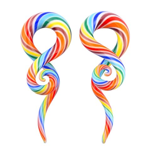 Stuppendux 2Pcs Ear Glass Spiral Tapers Plugs Tunnels Expander Hanger Gauges Earrings Stretching Body Piercings Jewelry 9/16'' 14MM by Stuppendux - Used condition - US$5.32