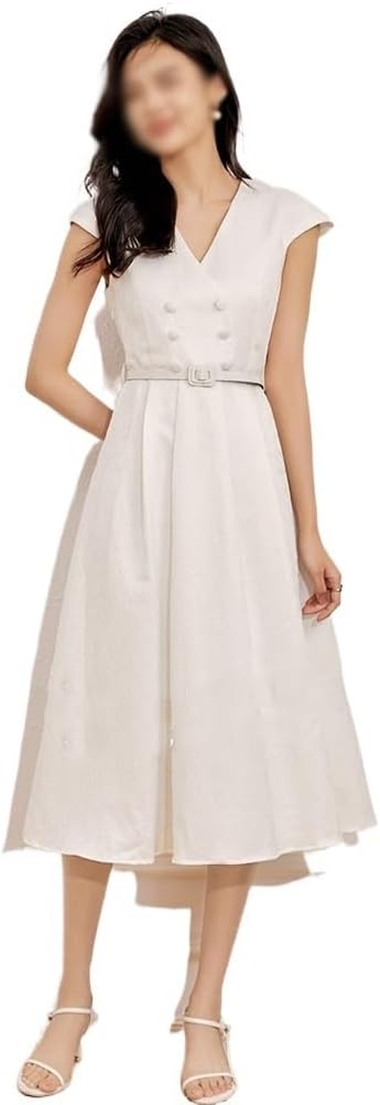 JSEIAJB Early Autumn Age Reducing 3D Flower Celebrity Retro Workplace Slimming Belt Dress