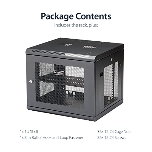Image of StarTech 9U Wall-Mount Cabinet, 19in, 4-Post, 18.9in Deep (RK920WALM) | Enclosed locking server rack kit for IT data equipment, Adjustable depth 2.4-18.9in, SPCC steel, Assembled