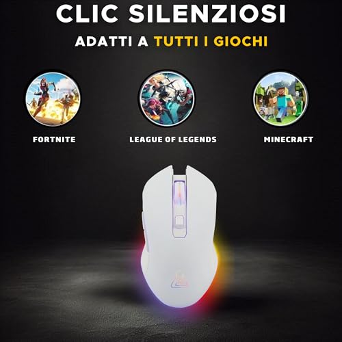 The G-Lab - Kult Helium Wireless - Souris Gamer sans Fil Blanche- Capteur Optique 6400 DPI, Rétroéclairage 7 Couleurs, 6 Boutons - Souris Gaming Ultra réactive- Compatible PC/PS4/PS5 – Blanche - 2024 - Mouse gaming - Immagine 4