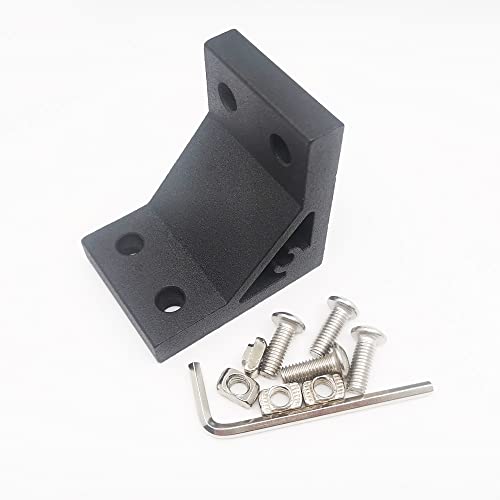 Iverntech Lot de 8 équerres d'angle 37 x 50 mm pour profil d'extrusion en aluminium 2040 4 trous avec supports intérieurs avec 32 vis M5 + 32 écrous en T + 1 clé Cover