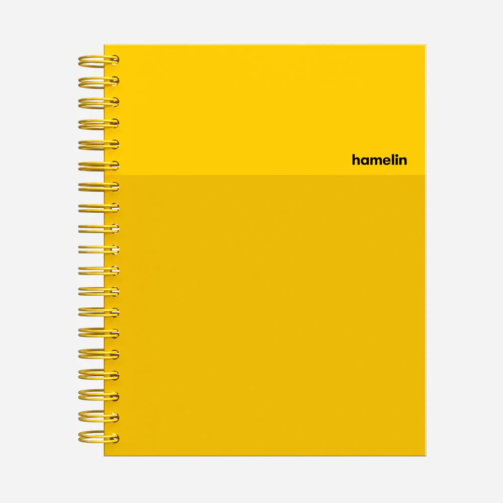 Hamelin, Spiral Notebook, 8x10in, College Ruled, Hardcover, 75shts/150 Pages, 1 Subject Notebook, SUNSHINE Yellow