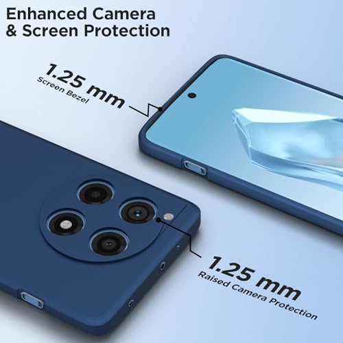 Image of Outlouders Back Cover for OnePlus 12R 5G | Camera Protection | Durable Soft Matte Silicone Bumper Case (Blue)