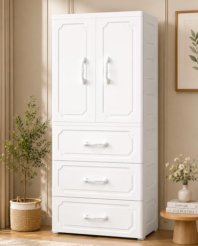 Image of LERIMO Multipurpose Stackable Plastic Cupboard Drawer for Clothes Storage, Almirah for Clothes, Foldable Wardrobe Cabinet Organizer for Office, Kitchen, Bathroom (MS-16930, 4 - Layer)