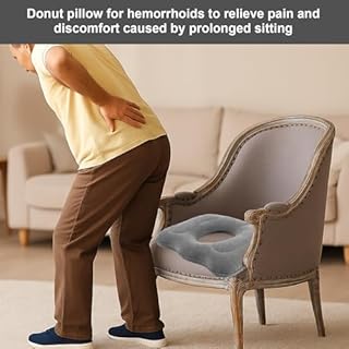 FDFuZhao 2 Pack Inflatable Donut Pillow, Portable Hemorrhoid Pillows for Sitting, Seat Donut Cushions for Pressure Relief, Butt Cushion for Tailbone Pain for Home, Office or Car (Gray)