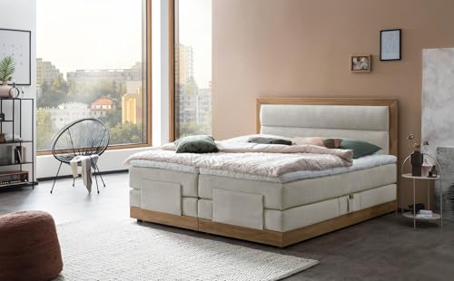 Belanoti MODELA Boxspringbett 100x200 elektrisch verstellbar 7-Zonen Taschenfederkern Matratze inkl Visco Topper Bett 100x200 mit Motor Farbe Beige H2/H3 Polsterbett Motorbett Massivholz Eiche Belanoti MODELA Boxspringbett 100x200 elektrisch verstellbar 7-Zonen Taschenfederkern Matratze inkl Visco Topper Bett 100x200 mit Motor Farbe Beige H2/H3 Polsterbett Motorbett Massivholz Eiche