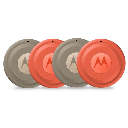 Motorola Moto Tag Smart Tracker 4er Pack (Android- und iOS-kompatible Bluetooth 6.0 IP67 Wasserschutz Finder für Schlüssel Gepäckstücke und vieles mehr) je 2X Pantone Laurel Oak + Arabesque